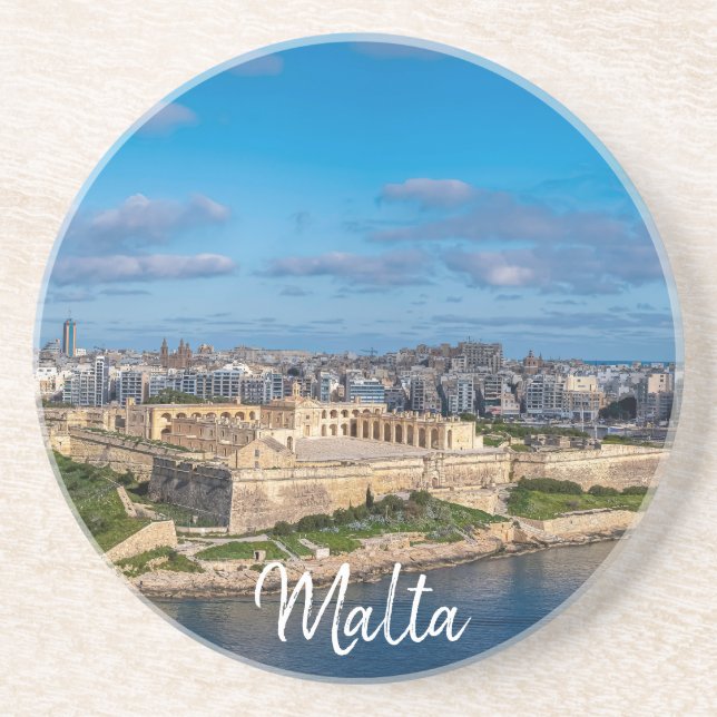Dessous De Verre En Grès Vue panoramique de Sliema à Malte (Devant)