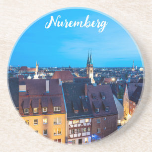 Dessous De Verre En Grès Vue sur la vieille ville de Nuremberg la nuit