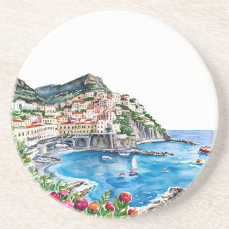 Dessous De Verre En Grès Watercolor La Dolce Vita Italian Amalfi Coast