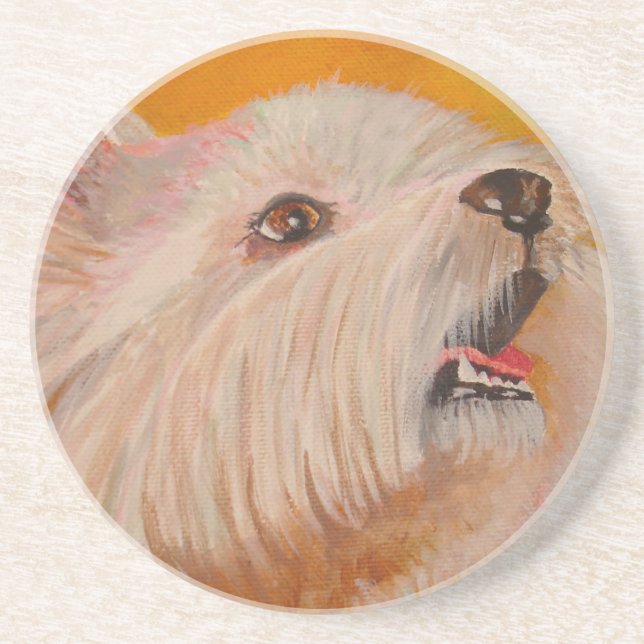 Dessous De Verre En Grès West Highland White Terrier Portrait (Devant)