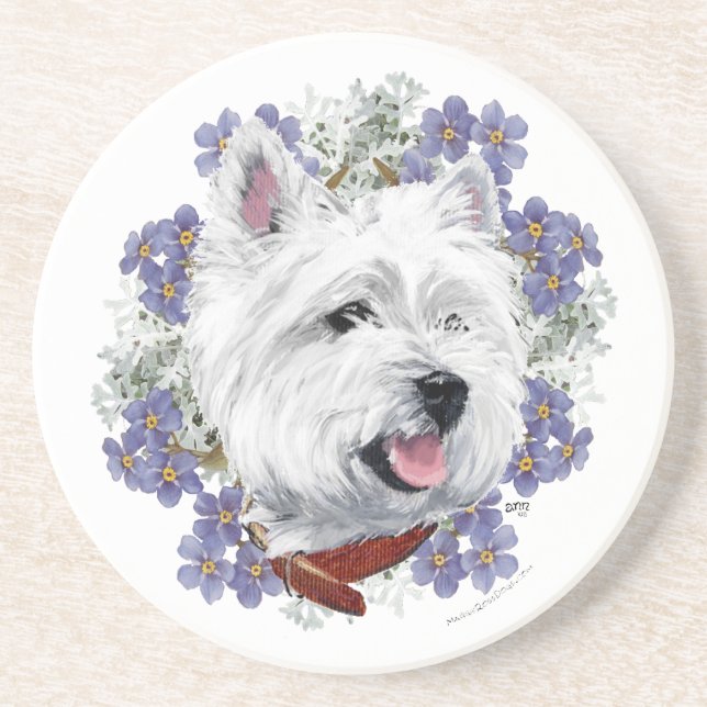 Dessous De Verre En Grès Westie Ne m'oubliez pas (Devant)