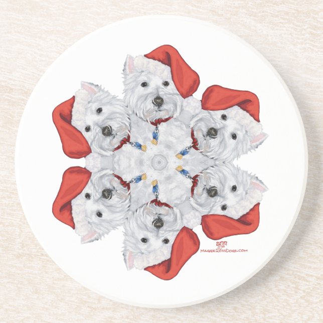 Dessous De Verre En Grès Westie Snowflake (Devant)