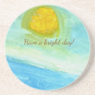 Dessous De Verre En Grès Whimsical Sun Watercolor "Have a Bright Day"