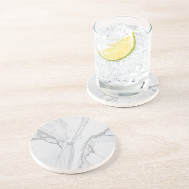 Dessous De Verre En Grès White Gray Marble Minimal Elegant Coaster (Côté)