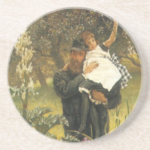 Dessous De Verre En Grès Widower par Tissot, Vintage de l'art du Portrait d