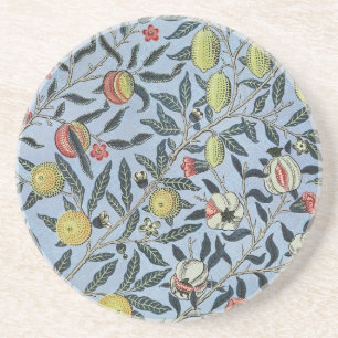 Dessous De Verre En Grès William Morris Motif Fruit Rouge Grenade Vintage