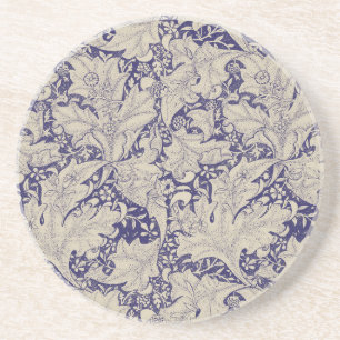 Dessous De Verre En Grès William Morris Motif Giroflée Bleu Antique