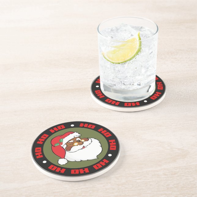 Dessous De Verre En Grès Winking Black Père Noël Garder des secrets de Noël (Côté)