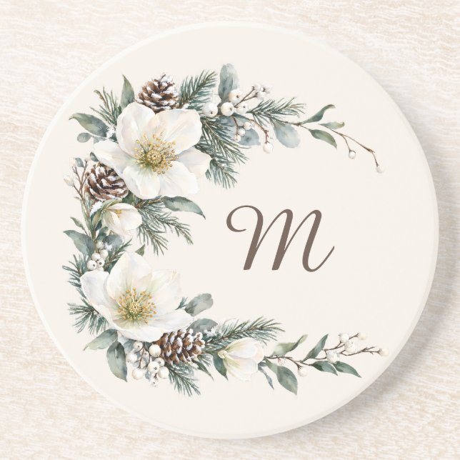 Dessous De Verre En Grès Winter Magnolia Monogram (Devant)