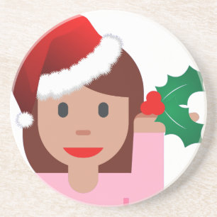 Dessous De Verre En Grès xmas information fille émoji