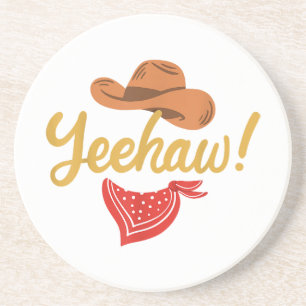Dessous De Verre En Grès Yeehaw Cowboy Cowgirl Western Country Rodeo