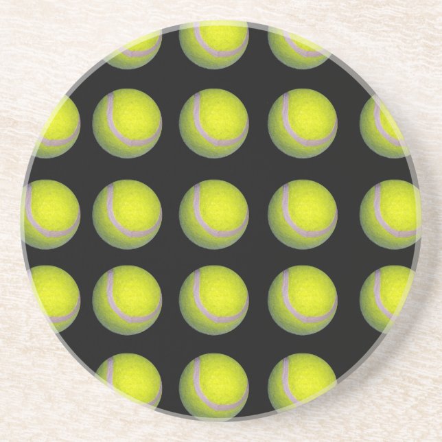 Dessous De Verre En Grès Yellow Black Tennis Ball Pattern, (Devant)