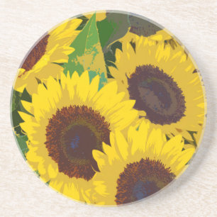 Dessous De Verre En Grès Yellow summer sunflowers