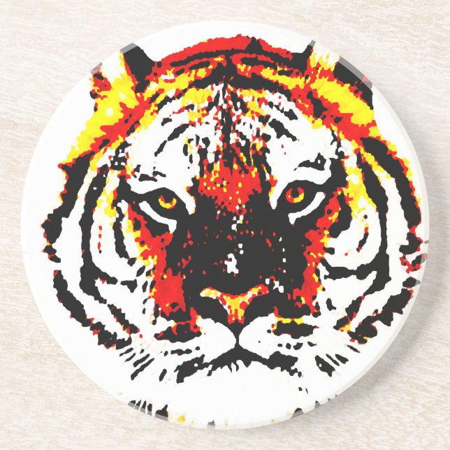Dessous De Verre En Grès Yeux de tigres sauvages (Devant)