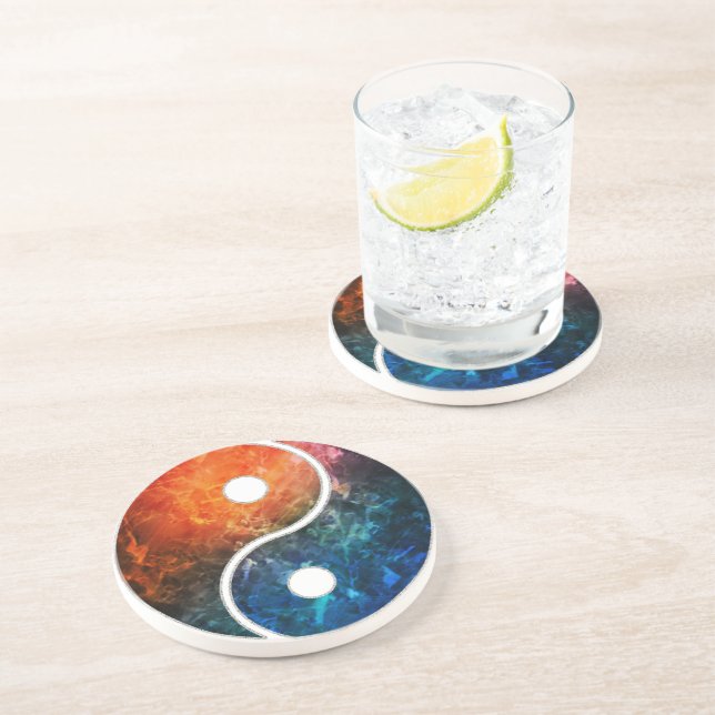 Dessous De Verre En Grès Yin Yang (Côté)