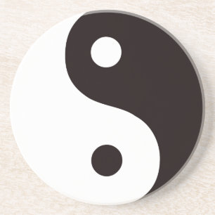 Dessous De Verre En Grès Yin-Yang-Noir/blanc