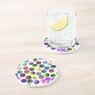 Dessous De Verre En Grès Ying Yang Motif coloré