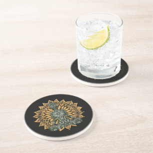 Dessous De Verre En Grès Yoga Lotus Pose Zen Graphisme