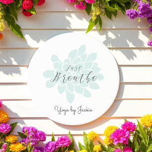 Dessous De Verre En Grès Yoga vert Respire la florale blanche