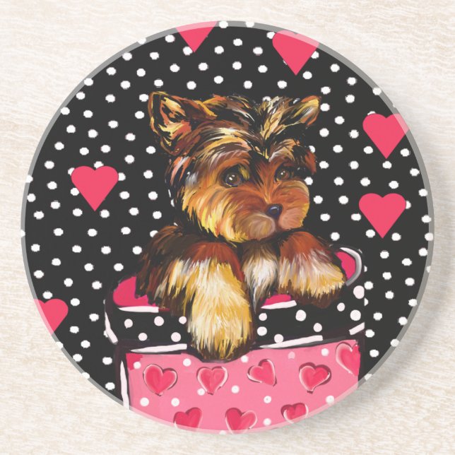 DESSOUS DE VERRE EN GRÈS YORKIE POO (Devant)