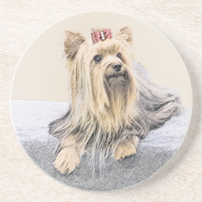 Dessous De Verre En Grès Yorkshire Terrier Peinture - Cute Original Chien A (Devant)