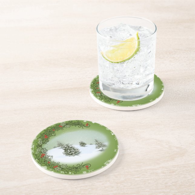 Dessous De Verre En Grès Yuletide Joy - Beverage Coaster (scène) (Côté)