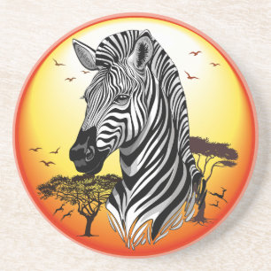 Dessous De Verre En Grès Zebra African Savanna Wild Animal