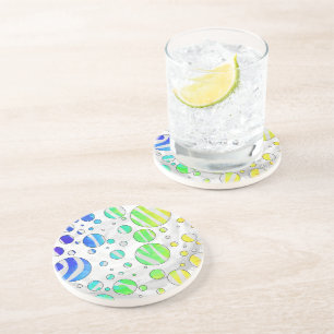 Dessous De Verre En Grès Zebra Rainbow et White Print