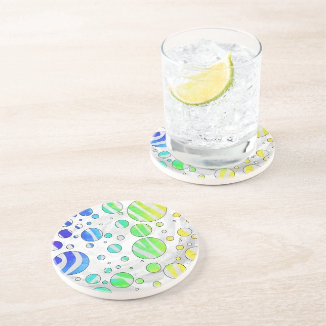 Dessous De Verre En Grès Zebra Rainbow et White Print (Côté)