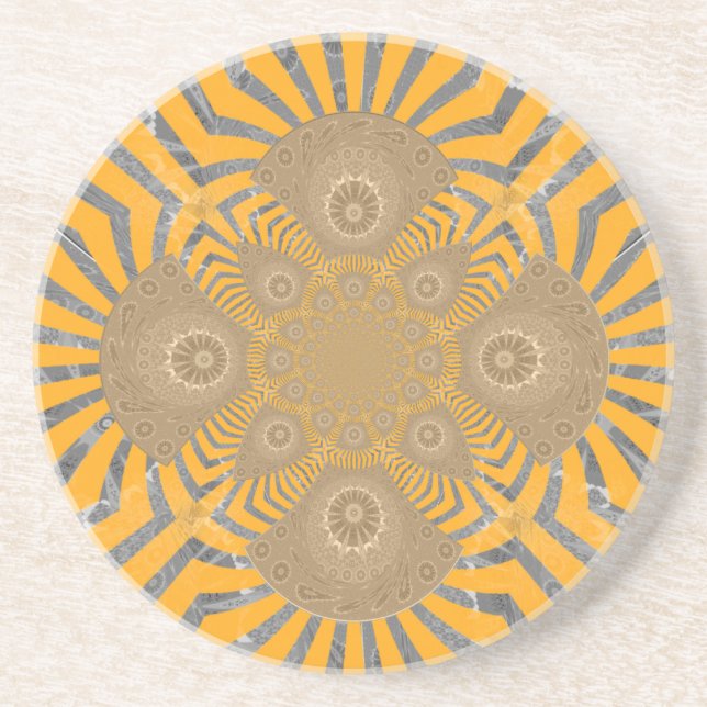 Dessous De Verre En Grès Zephyr doré : Elégance en Jaune doré & Chrome (Devant)