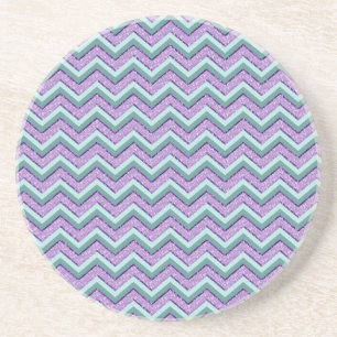 Dessous De Verre En Grès ZigZag turquoise et Améthyste