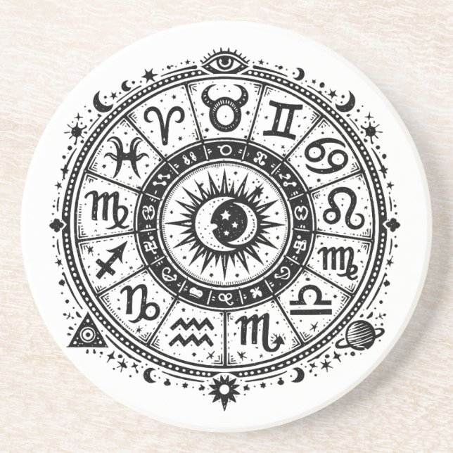 Dessous De Verre En Grès Zodiac Arcana — Les Douze Signes par BurnsInHell (Devant)