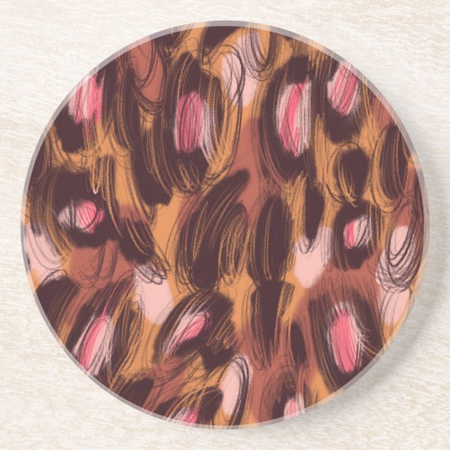 Dessous De Verre En Grès Zones léopard Motif animal africain (Devant)