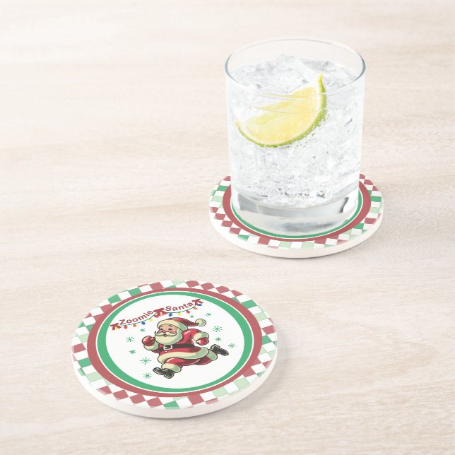Dessous De Verre En Grès Zoomie Santa Christmas (Côté)
