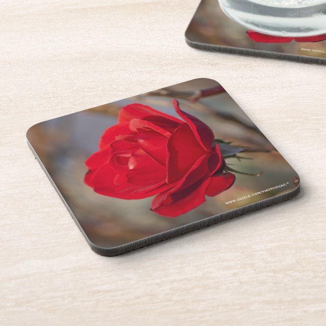 Dessous de verre en liège à rose rouge (Côté gauche)