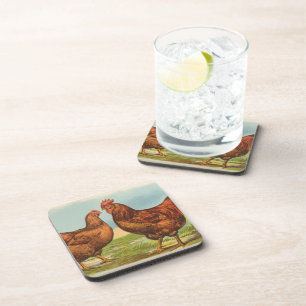 Dessous de verre en liège "Poule Rhode Island Roug