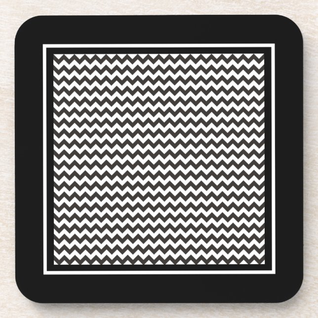 Dessous de verre en liège Zigzags, chevrons noirs  (Devant)