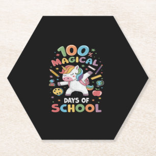 Dessous-de-verre En Papier 100e Jour de l'école Unicorn 100 Jours magiques En