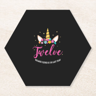 Dessous-de-verre En Papier 12 Anniversaire Cadeaux de fille Unicorn 12e Birt