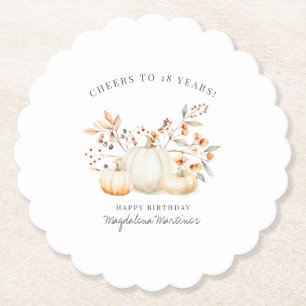 Dessous-de-verre En Papier 18e anniversaire Blanc Citrouille automne Leaves p