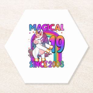 Dessous-de-verre En Papier 19 Ans Unicorne Flossing 19e Anniversaire Fille U