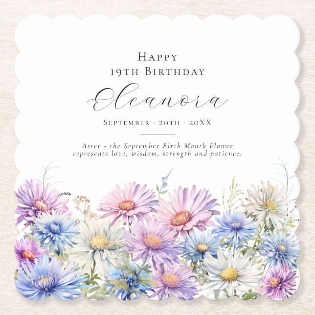 Dessous-de-verre En Papier 19th Birthday September Birth Flower Custom (Devant)
