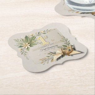 Dessous-de-verre En Papier 1ère Noces de Papier Anniversaire de Mariage Flora
