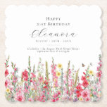 Dessous-de-verre En Papier 21e Anniversaire Août Mois de naissance Fleur pers<br><div class="desc">Décor de table parfait pour un anniversaire d'août. Le gladiolus rose est la fleur de naissance pour ce mois-là. Il forme une jolie bordure de fond d'aquarelle sur ce dessous de verre floral personnalisé. Le nom, l'âge et la date de naissance de l'invité d'honneur sont placés au-dessus de celui-ci à...</div>