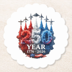 Dessous-de-verre En Papier 250 Ans Américain 250e USA Patriotique 4 juillet
