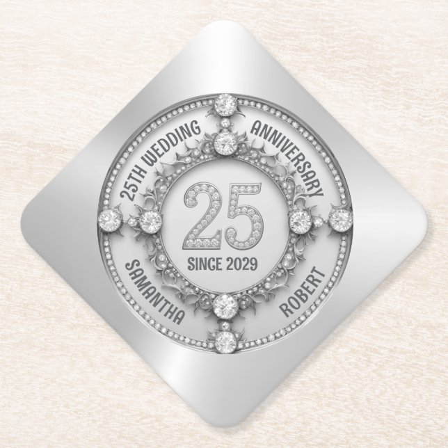 Dessous-de-verre En Papier 25e anniversaire de Mariage (Devant)