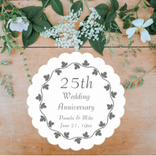 Dessous-de-verre En Papier 25e anniversaire du Mariage d'argent Ivy Wreath