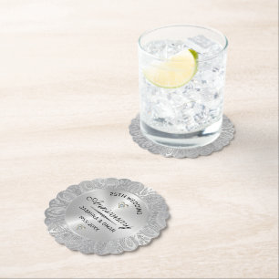 Dessous-de-verre En Papier 25e anniversaire mariage mandala argent