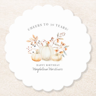 Dessous-de-verre En Papier 30e anniversaire blanc Citrouille automne Leaves p