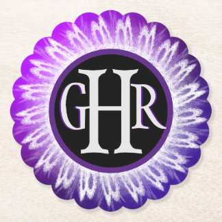 Dessous-de-verre En Papier 3 Lettre Monogramme Métallurgique Purple Blanche D